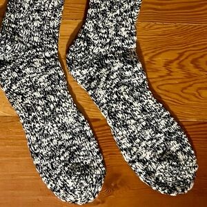 Black and white woven wool socks